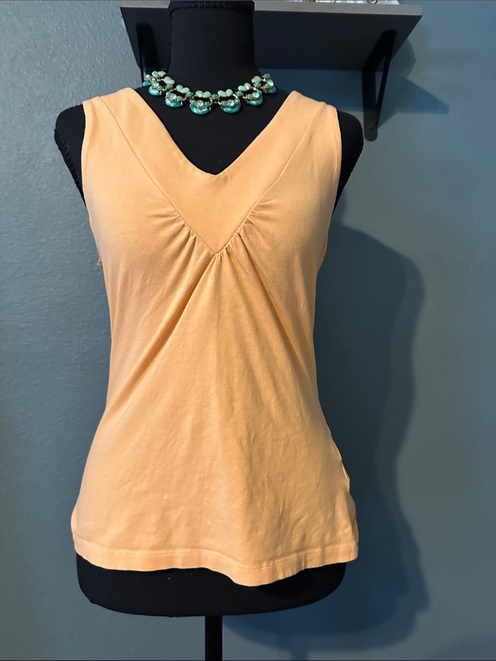 V-Neck Peach Tank Top with Front Gather
